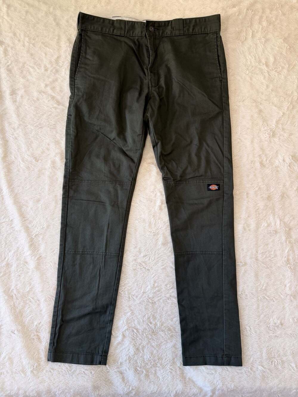Dickies Olive Green Double Knee Skinny Straight Work Pants 36x32